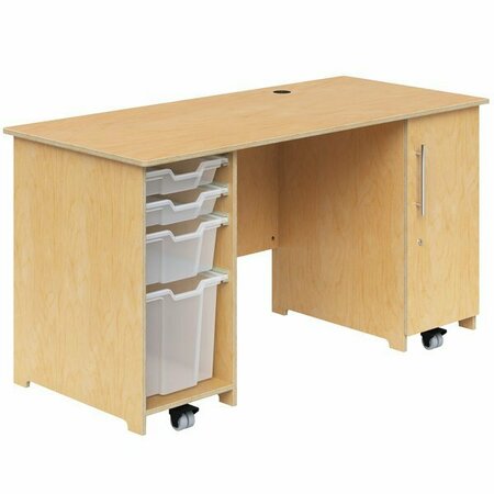 WHITNEY BROTHERS WB1809 Mobile Teacher's Desk with Trays and Locking Door - 26'' x 57 3/4'' x 31'' 9461809